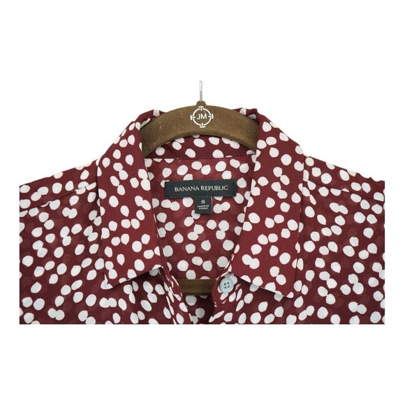 Banana Republic‎ Blouse Polka Dot Peplum Burgundy Maroon Size Small - Picture 3 of 6